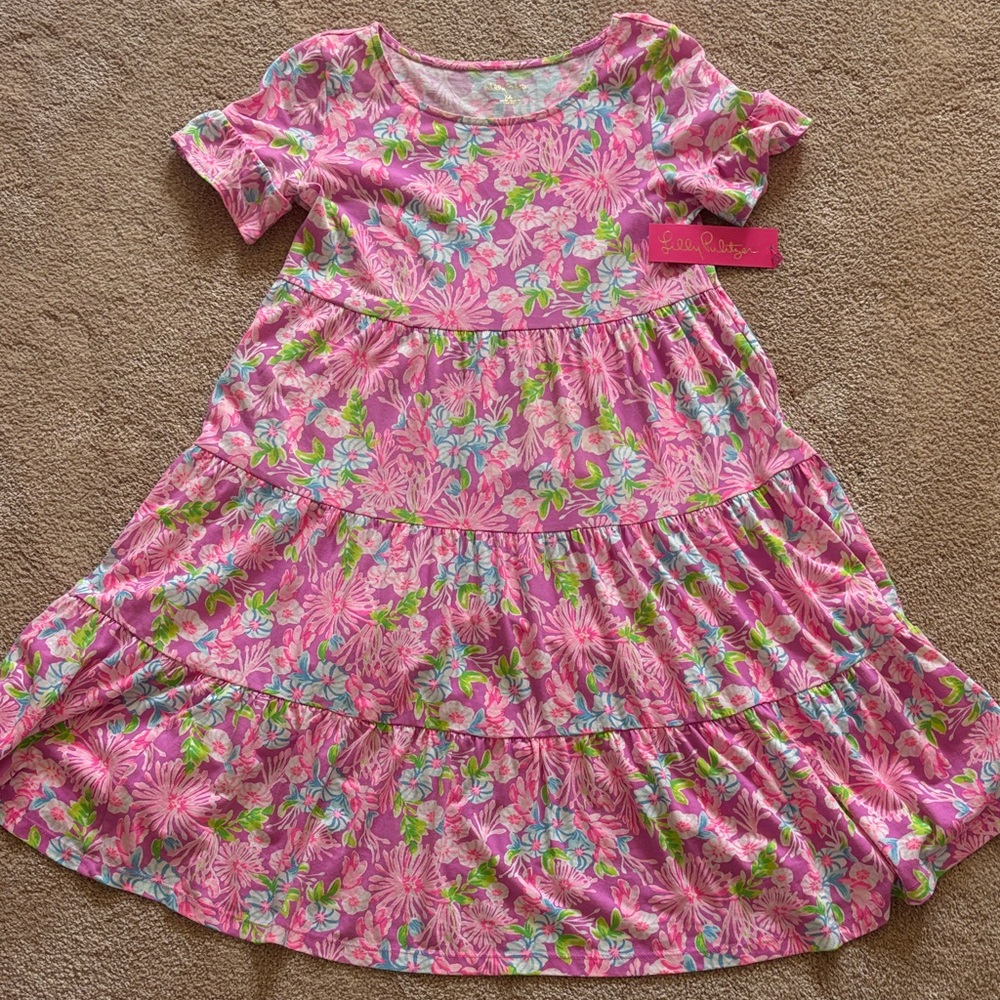 Lilly Pulitzer Amethyst Moms the Word Jodee Pink and Green Floral Dress - Picture 1 of 7